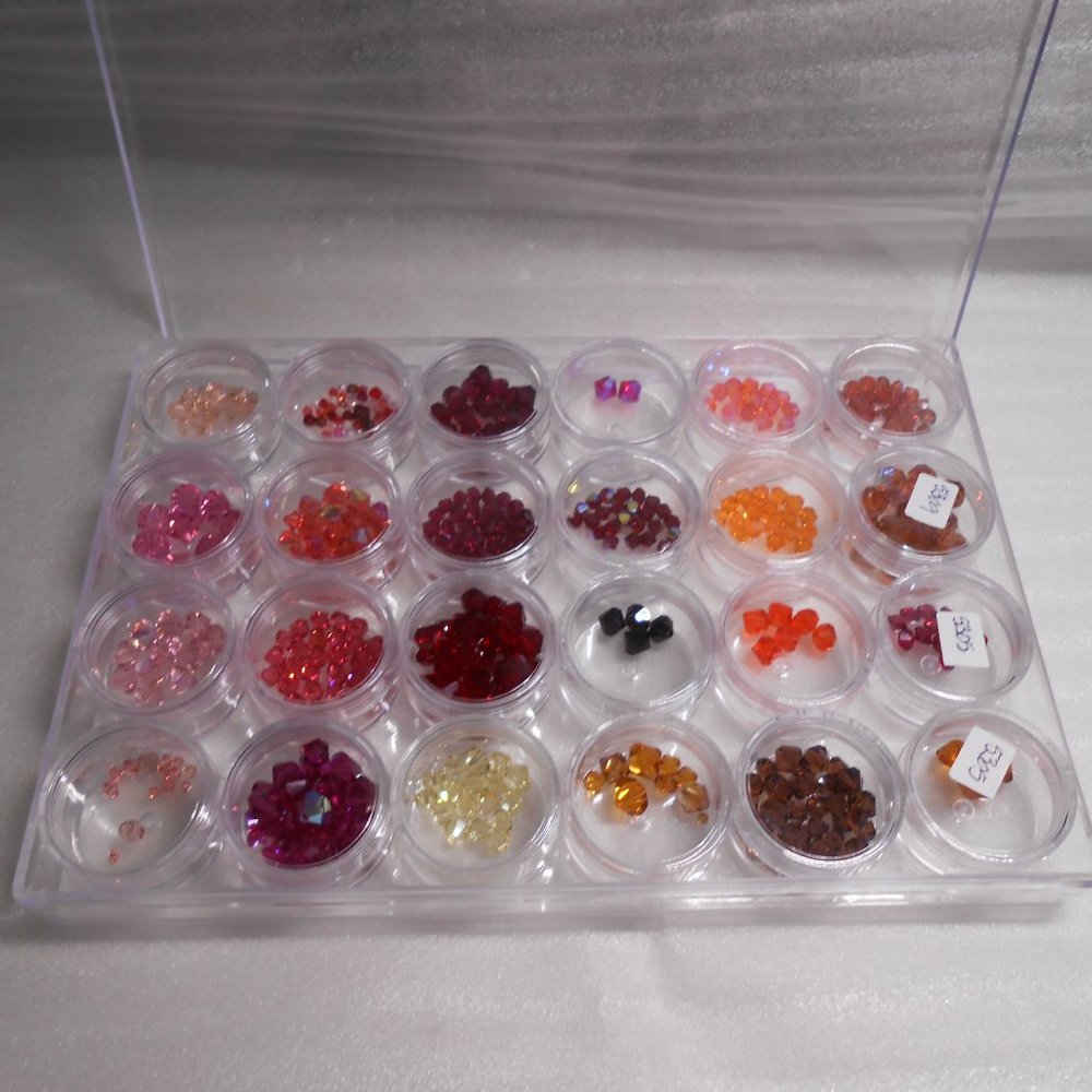SWAROVSKI CRYSTAL 5328/5301 BICONE BEADS RED PINK BROWN YELLOW ORANGE -365 BEADS